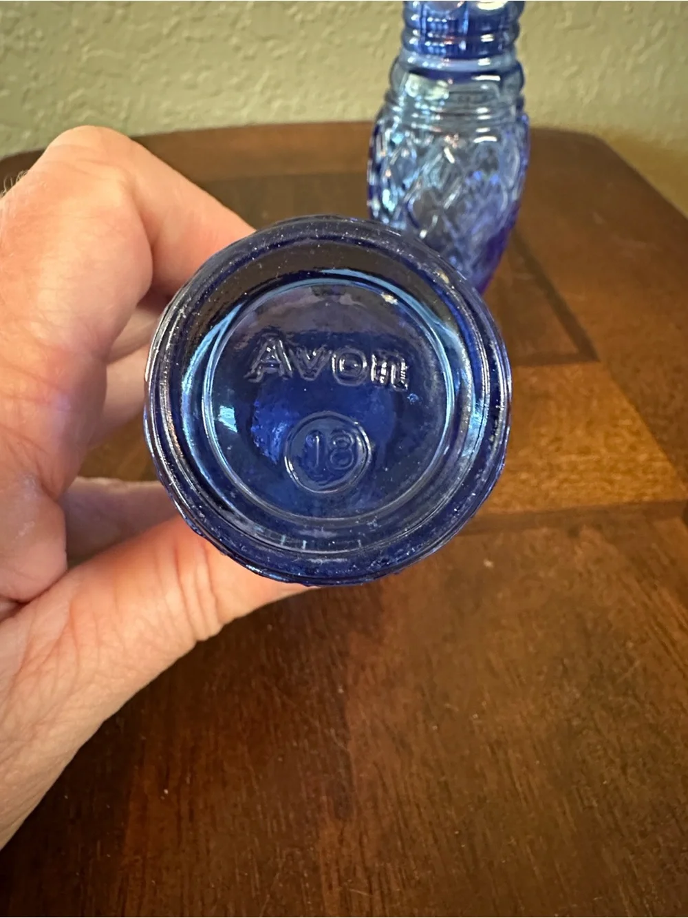 Vintage Avon Cobalt Blue Diamond-Texture Glass Shakers